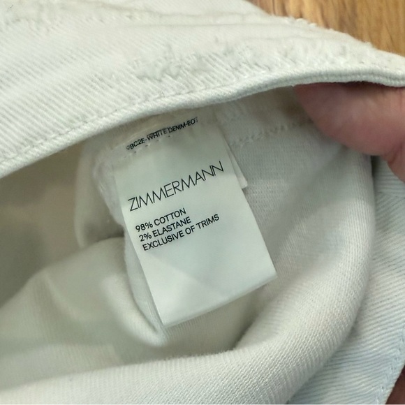 Zimmermann White Distressed High Mid Rise Denim Denim Pants Jeans Sz 2 - Picture 4 of 5